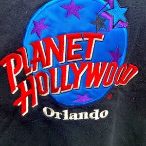 Vintage Planet Hollywood Orlando Logo Black Sweater Size Large